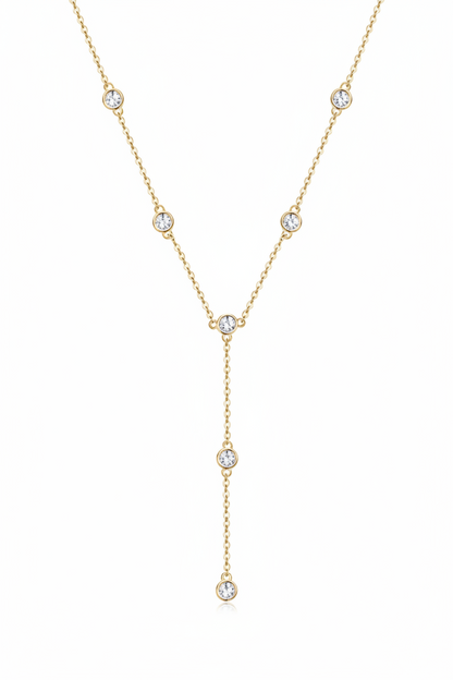 Moissanite Stella Station Y-Necklace | 1.1CT Total | 18K Gold or 950 Platinum-Plated Sterling Silver | Certificate Included