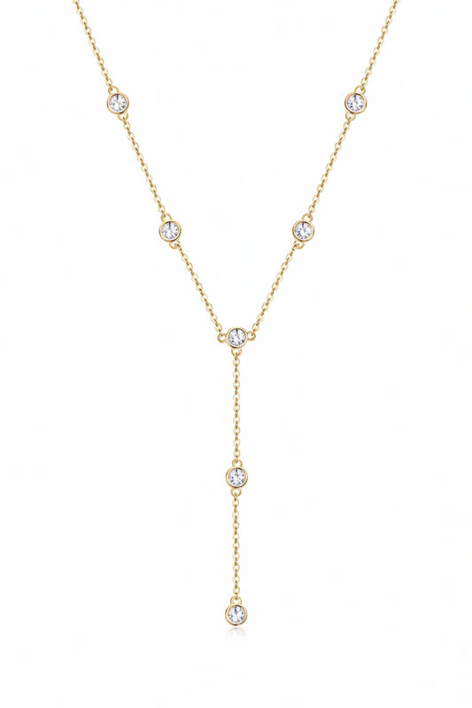 Moissanite Stella Station Y-Necklace | 1.1CT Total | 18K Gold or 950 Platinum-Plated Sterling Silver | Certificate Included