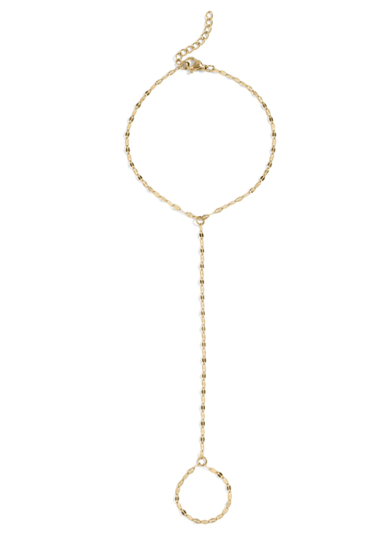 Olivia Rice Bead Hand Chain Bracelet | Gold or Steel | 316L Stainless Steel