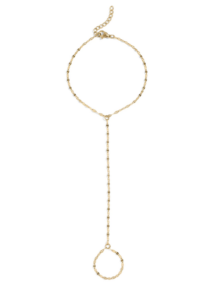 Olivia Rice Bead Hand Chain Bracelet | Gold or Steel | 316L Stainless Steel