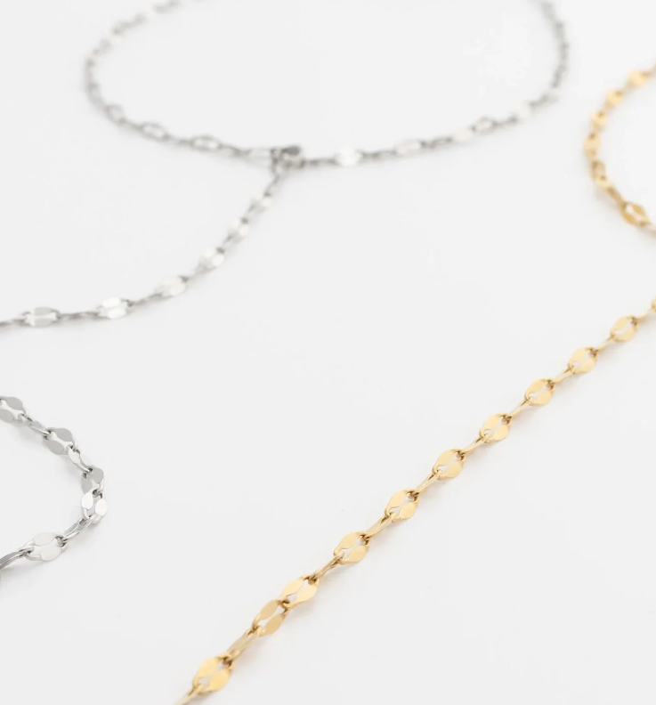 Olivia Rice Bead Hand Chain Bracelet | Gold or Steel | 316L Stainless Steel
