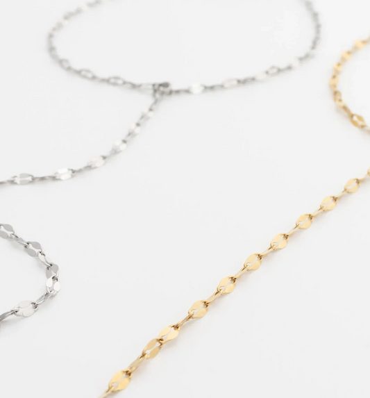 Olivia Rice Bead Hand Chain Bracelet | Gold or Steel | 316L Stainless Steel