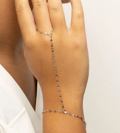 Olivia Rice Bead Hand Chain Bracelet | Gold or Steel | 316L Stainless Steel
