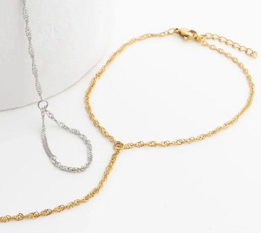 Singapore Hand Chain Bracelet | Gold or Steel | 316L Stainless Steel