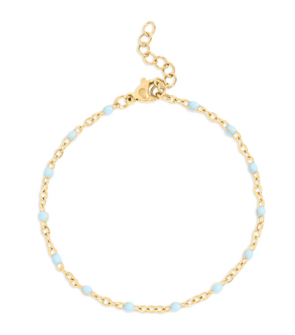 Azure Bead Station Bracelet | Gold or Steel | 316L Stainless Steel