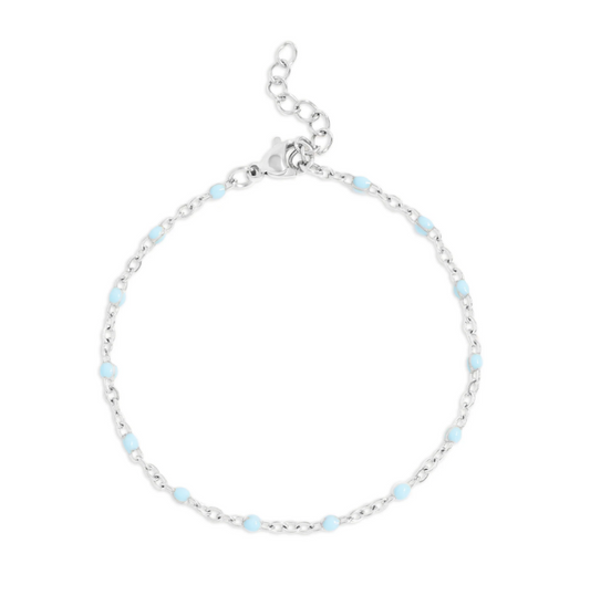Azure Bead Station Bracelet | Gold or Steel | 316L Stainless Steel