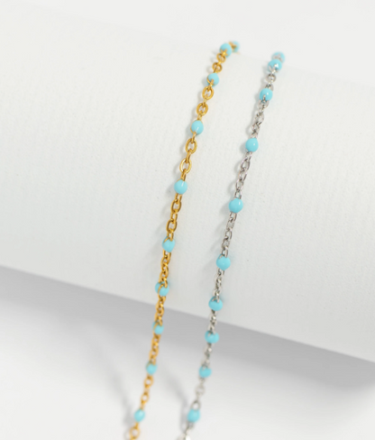 Azure Bead Station Bracelet | Gold or Steel | 316L Stainless Steel