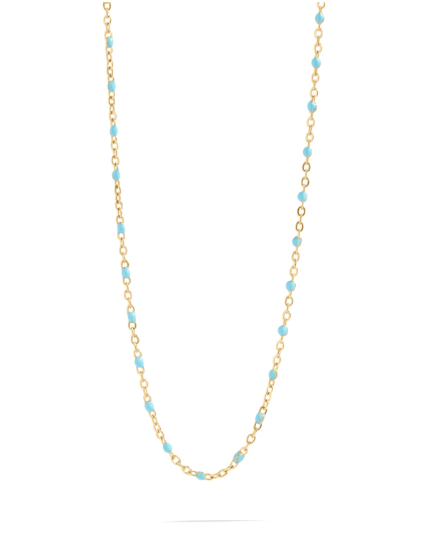 Azure Bead Station Necklace | Gold or Steel | 316L Stainless Steel