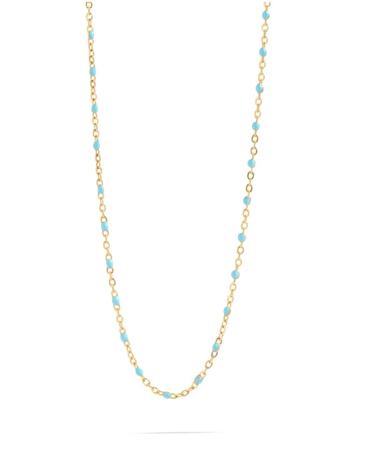 Azure Bead Station Necklace | Gold or Steel | 316L Stainless Steel