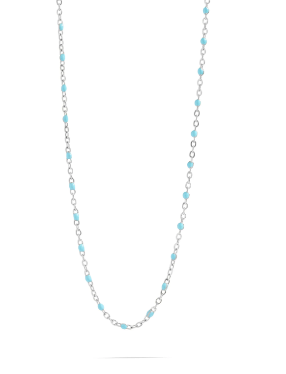 Azure Bead Station Necklace | Gold or Steel | 316L Stainless Steel