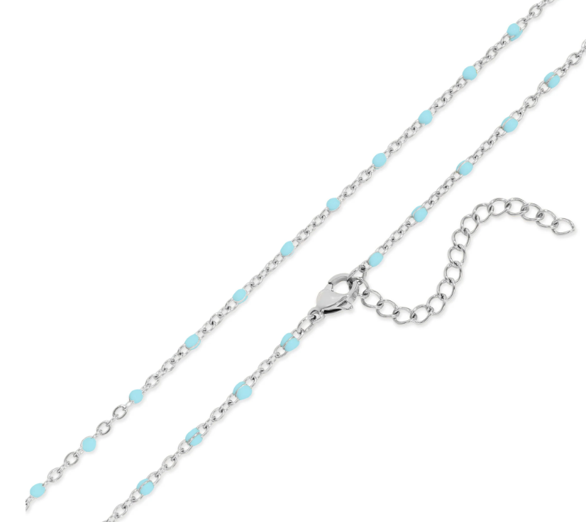 Azure Bead Station Necklace | Gold or Steel | 316L Stainless Steel