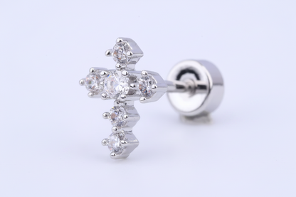 Dainty CZ Cross Piercing Stud | SOLD EACH | 316L Stainless Steel
