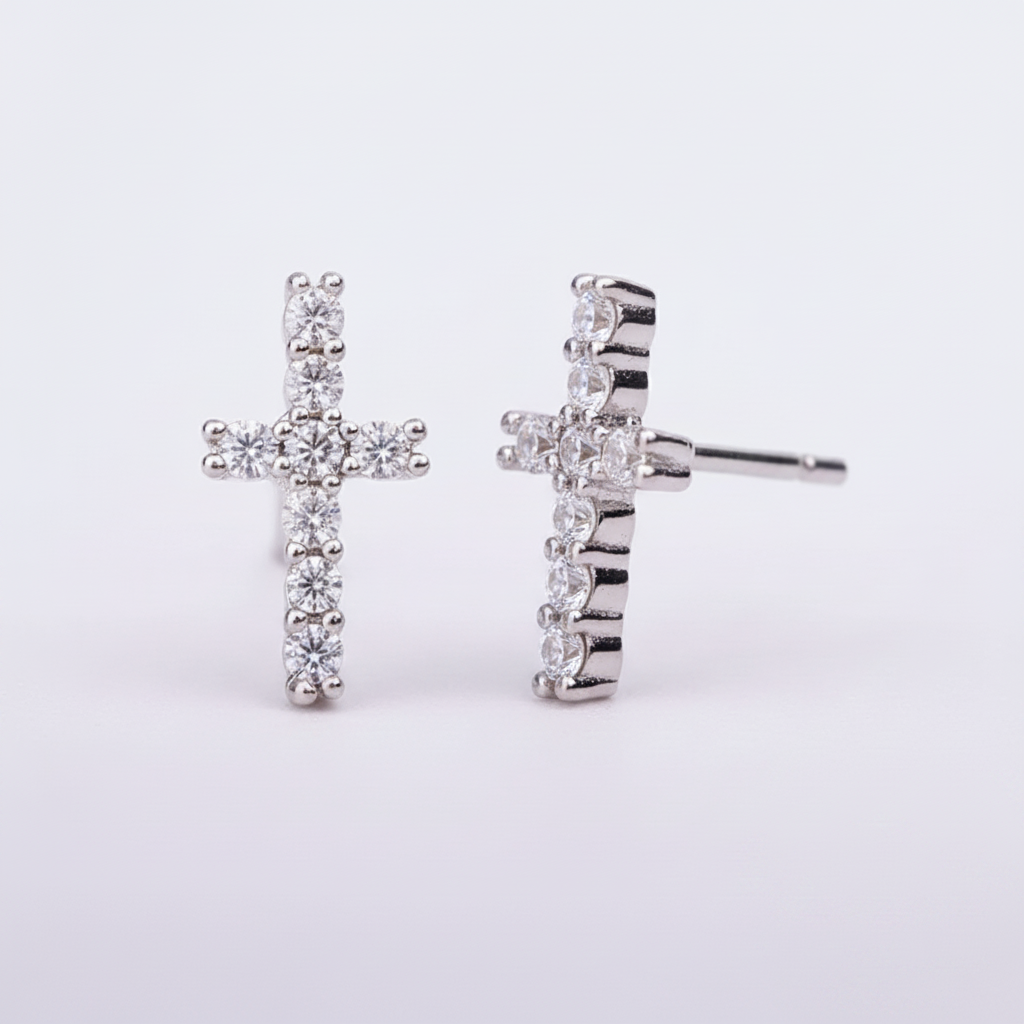 Dainty CZ Cross Piercing Stud | SOLD EACH | 316L Stainless Steel