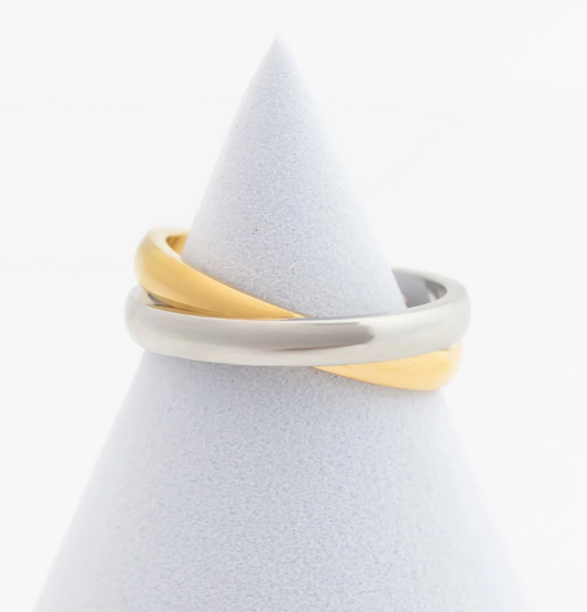 Two-Tone Interlaced Ring | 2.9MM | 18K Gold PVD & Steel | 316L Stainless Steel