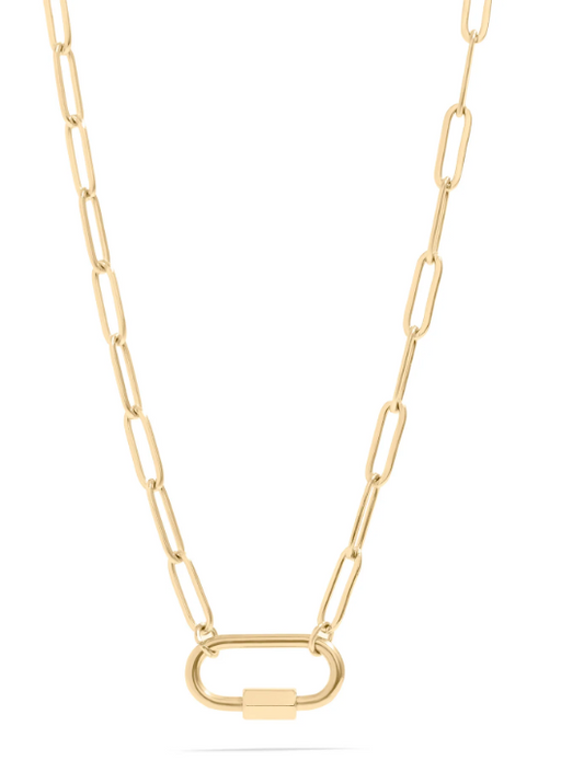 Paperclip Charm Necklace | 4MM | 18K Gold PVD or Steel | 316L Stainless Steel