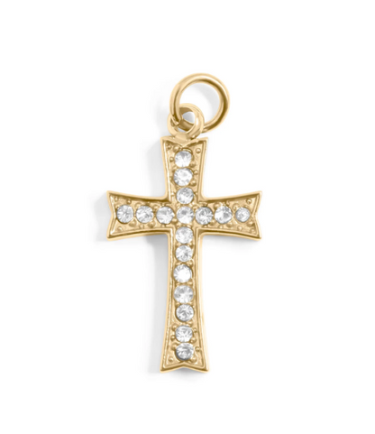Bling Cross Charm | 10 × 17.2MM | 18K Gold PVD or Steel | 316L Stainless Steel