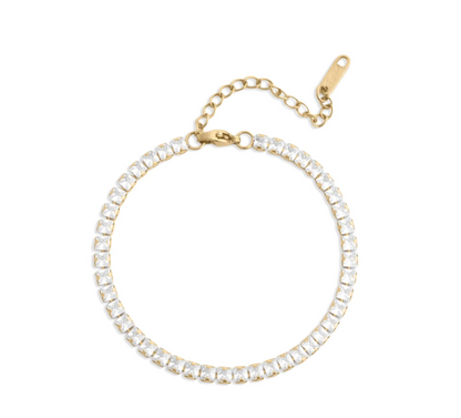 Emerald-Cut CZ Tennis Bracelet | 3.65MM | 18K Gold PVD or Steel | 316L Stainless Steel