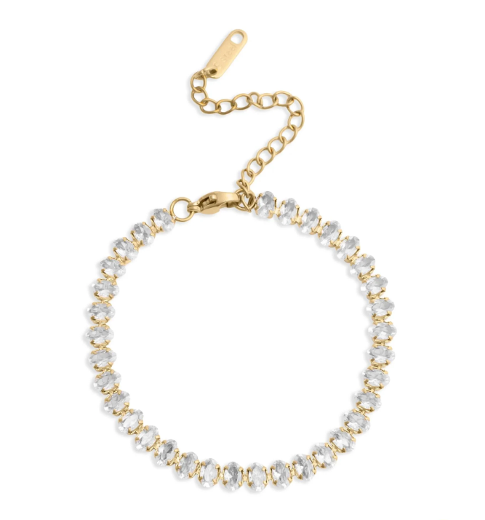 Oval CZ Tennis Bracelet | 5MM | 18K Gold PVD or Steel | 316L Stainless Steel