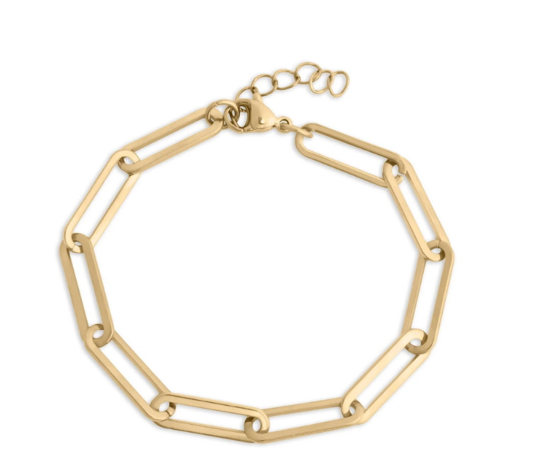 Long Paperclip Link Bracelet | 6MM | 18K Gold PVD or Steel | 316L Stainless Steel