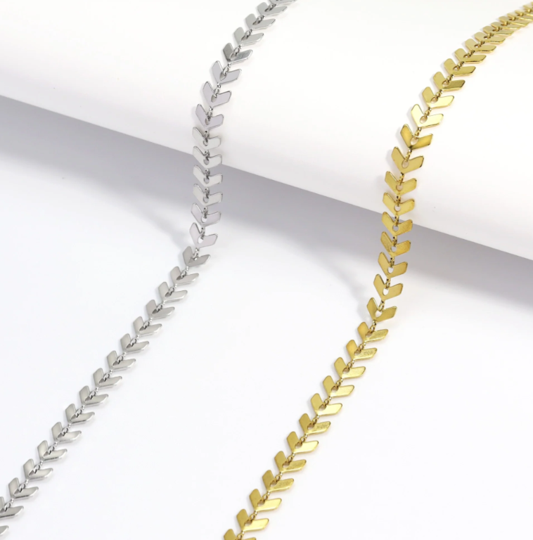 Chevron Link Necklace | 6MM | 18K Gold PVD or Steel | 316L Stainless Steel