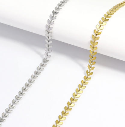 Chevron Link Necklace | 6MM | 18K Gold PVD or Steel | 316L Stainless Steel