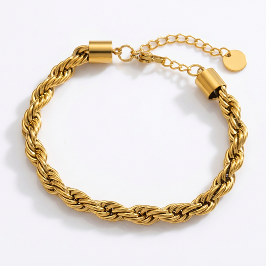 Rope Chain Bracelet Adjustable | 6MM | 18K PVD Gold | 304 Stainless Steel