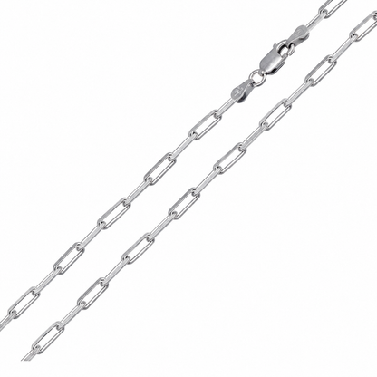 Paperclip Chain Necklace | 2.8MM | Rhodium-Plated Sterling Silver