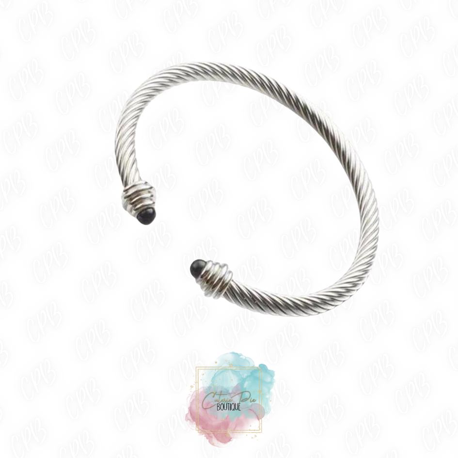 STAINLESS JEWELRY - Cable Twist Cuff Bracelet - Titanium Steel Plated