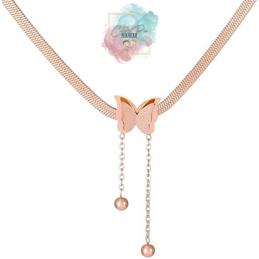 ROSE GOLD Butterfly Necklace - Stainless Plated