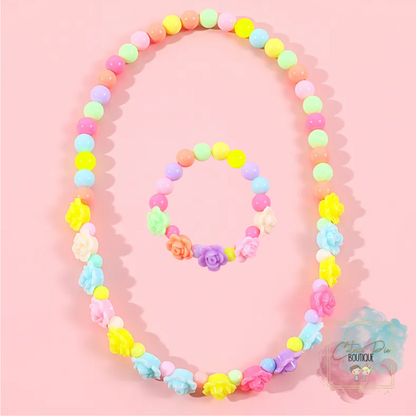 Girl's Acrylic Bead Necklace & Bracelet 2PC SET