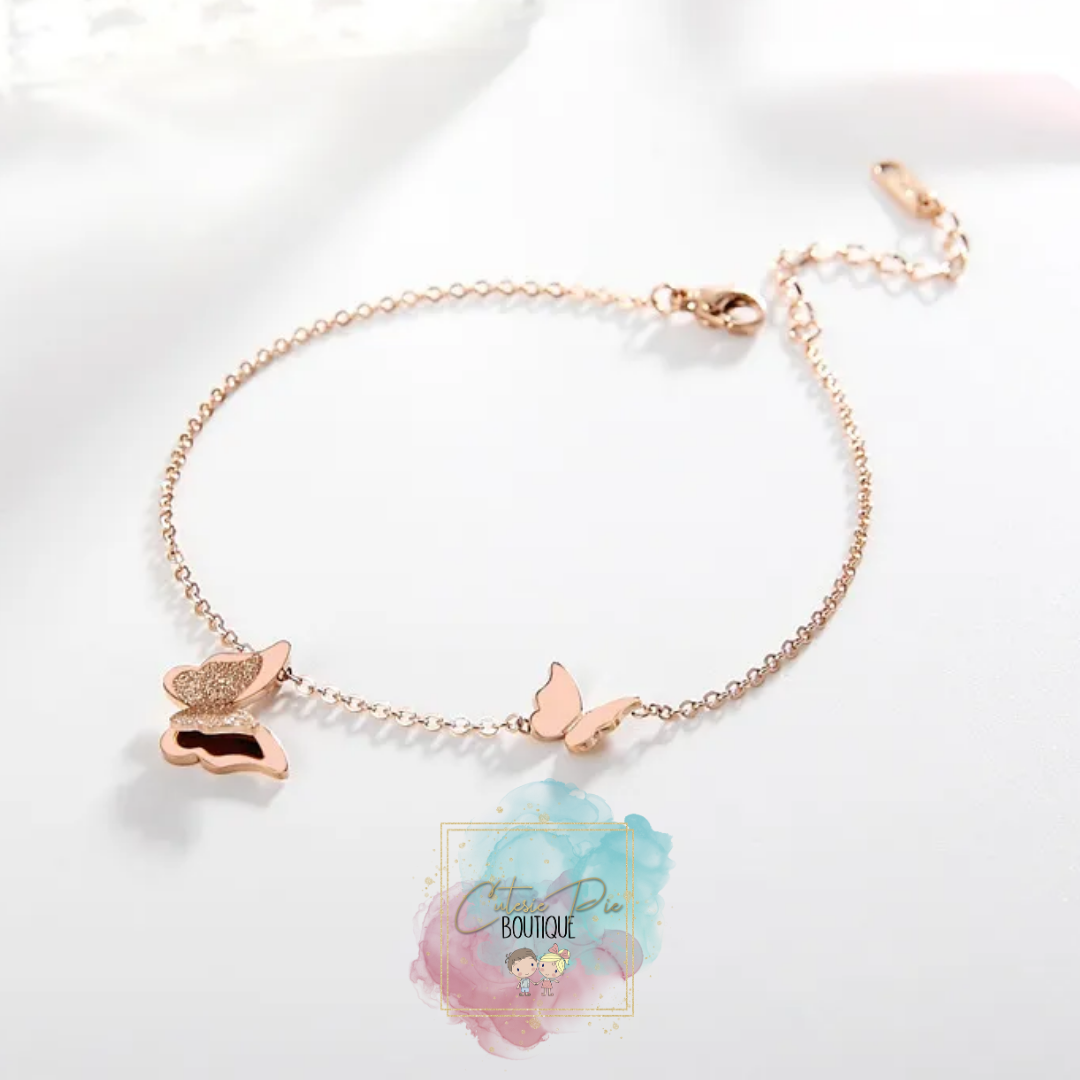 Butterfly Bracelet in Rose Gold - Titanium Steel Plated