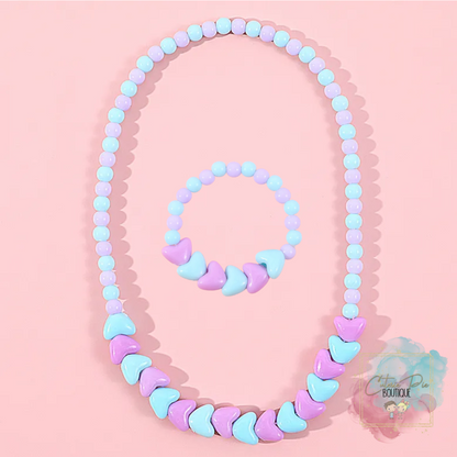 Girl's Acrylic Bead Necklace & Bracelet 2PC SET