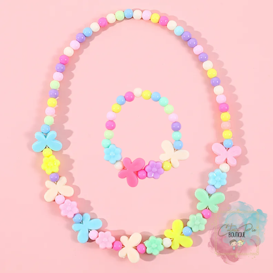 Girl's Acrylic Bead Necklace & Bracelet 2PC SET