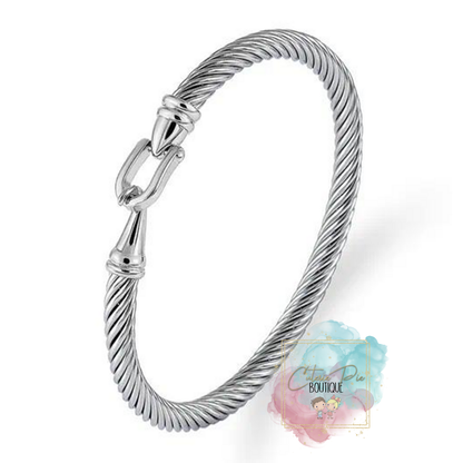 Buckle Cable Bracelet - Stainless Steel Plated