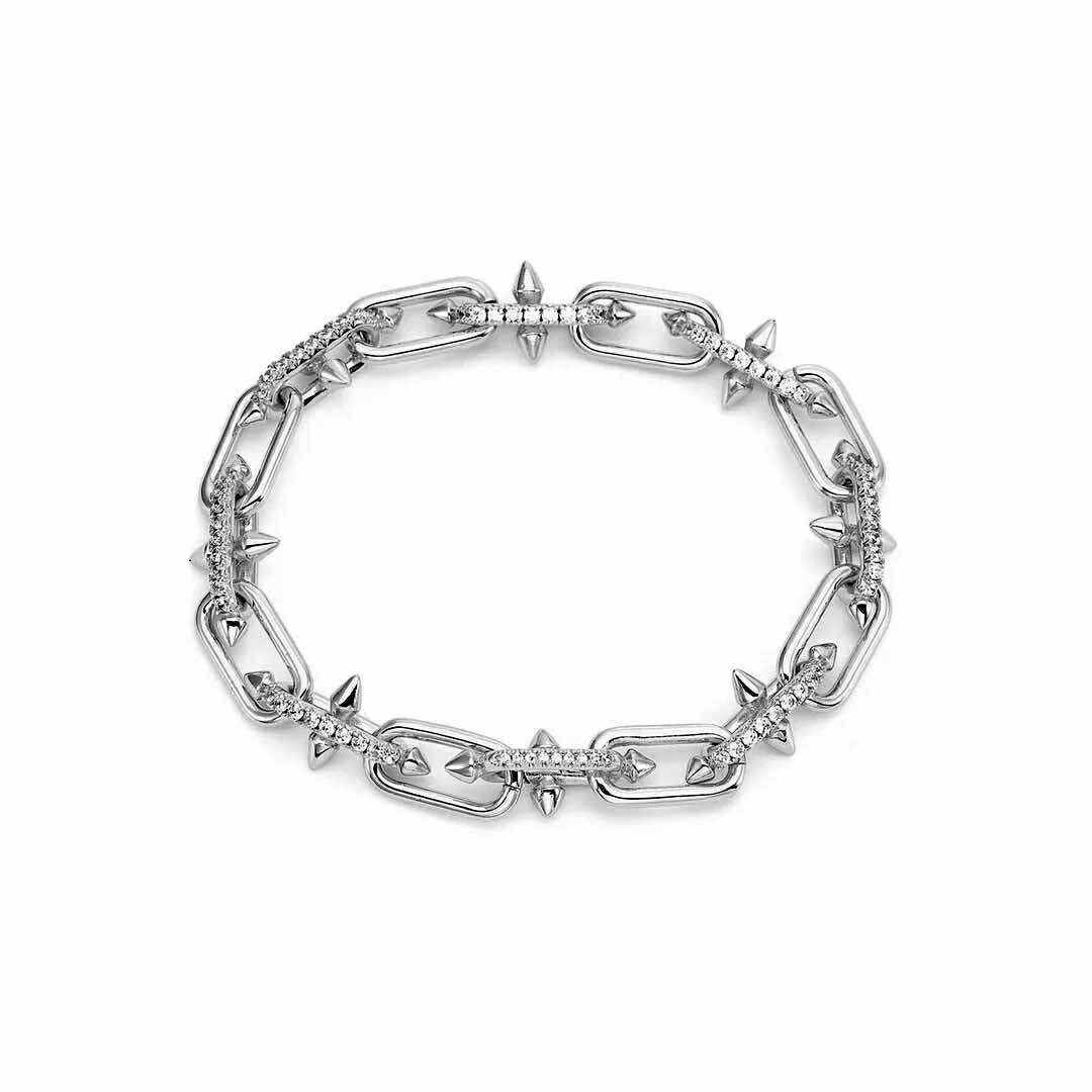 Pavé Trident Link Bracelet | Gold or White Gold | Premium Gold Plated