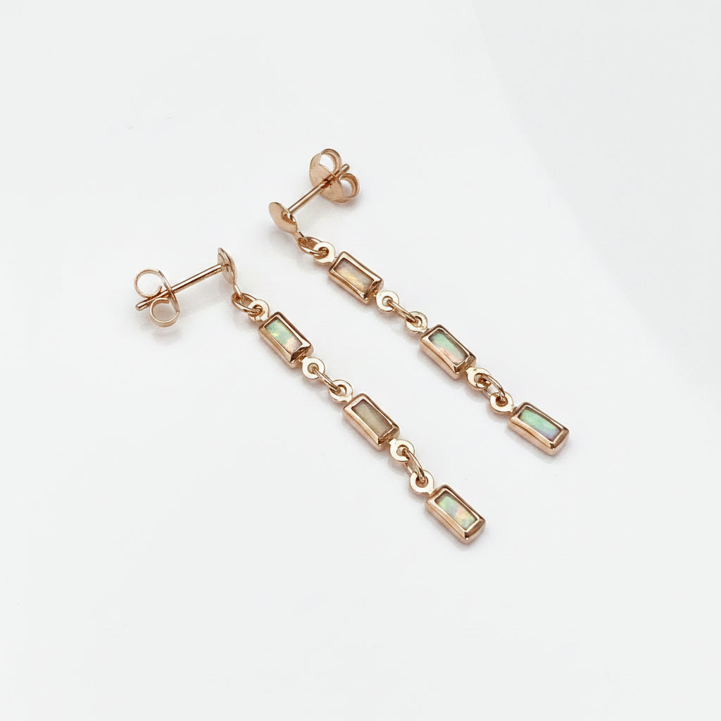 Opal Bar Drop Earrings | 18K Gold Filled