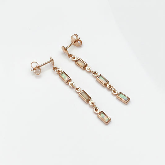 Opal Bar Drop Earrings | 18K Gold Filled