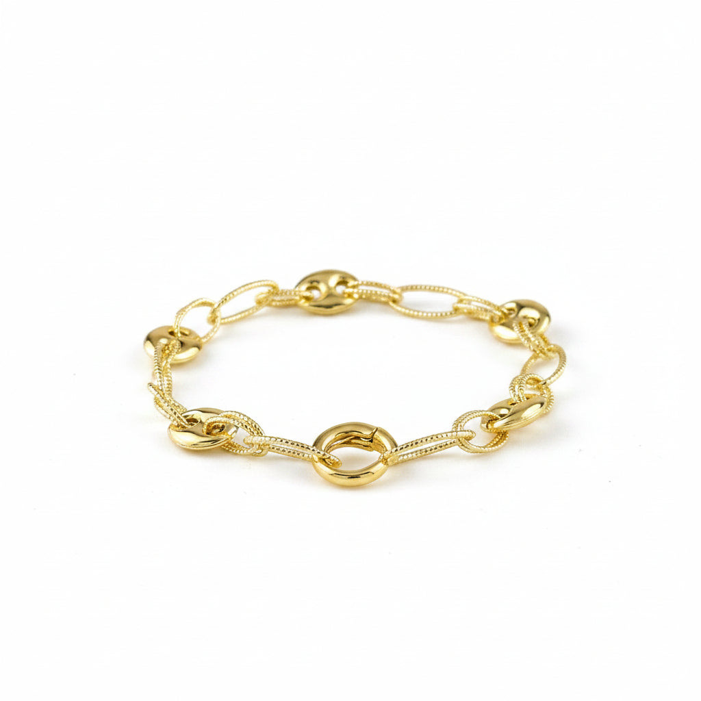 GOLD FILLED - BRACELET - CUTESIE FANCY MIX PUFF MARINER 3MM