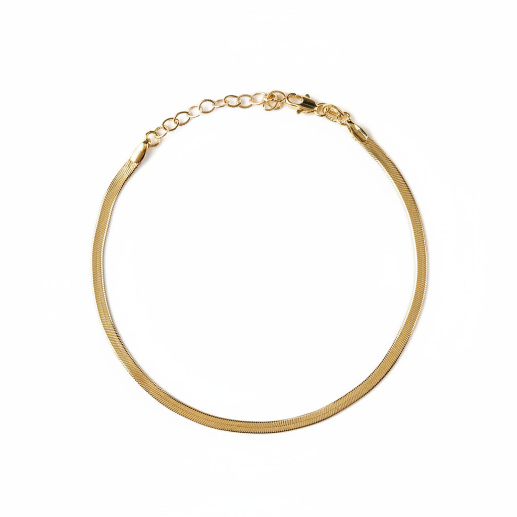 Herringbone Anklet | 3MM | 18K Gold Filled