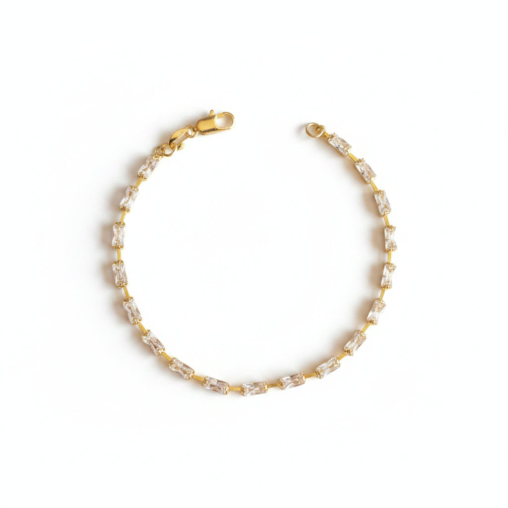 GOLD FILLED - TENNIS BRACELET - CUTESIE BAGUETTE 2x5MM
