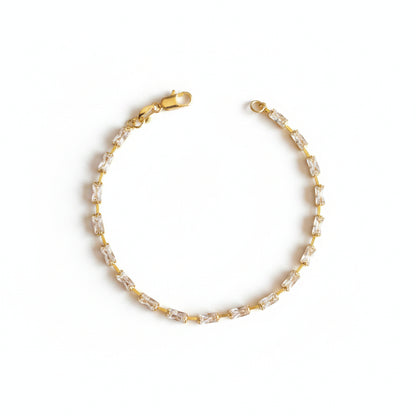 GOLD FILLED - TENNIS BRACELET - CUTESIE BAGUETTE 2x5MM