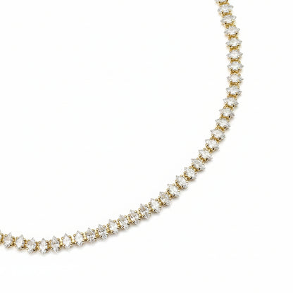 GOLD FILLED - TENNIS NECKLACE - MARQUISE 4MM