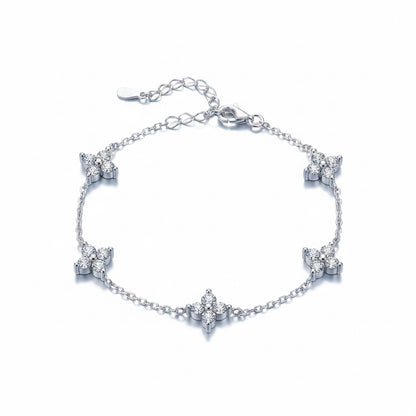 Moissanite Clover Bracelet | 2.0CT | 950 Platinum Sterling Silver | No Certificate