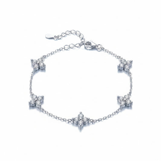 Moissanite Clover Bracelet | 2.0CT | 950 Platinum Sterling Silver | No Certificate
