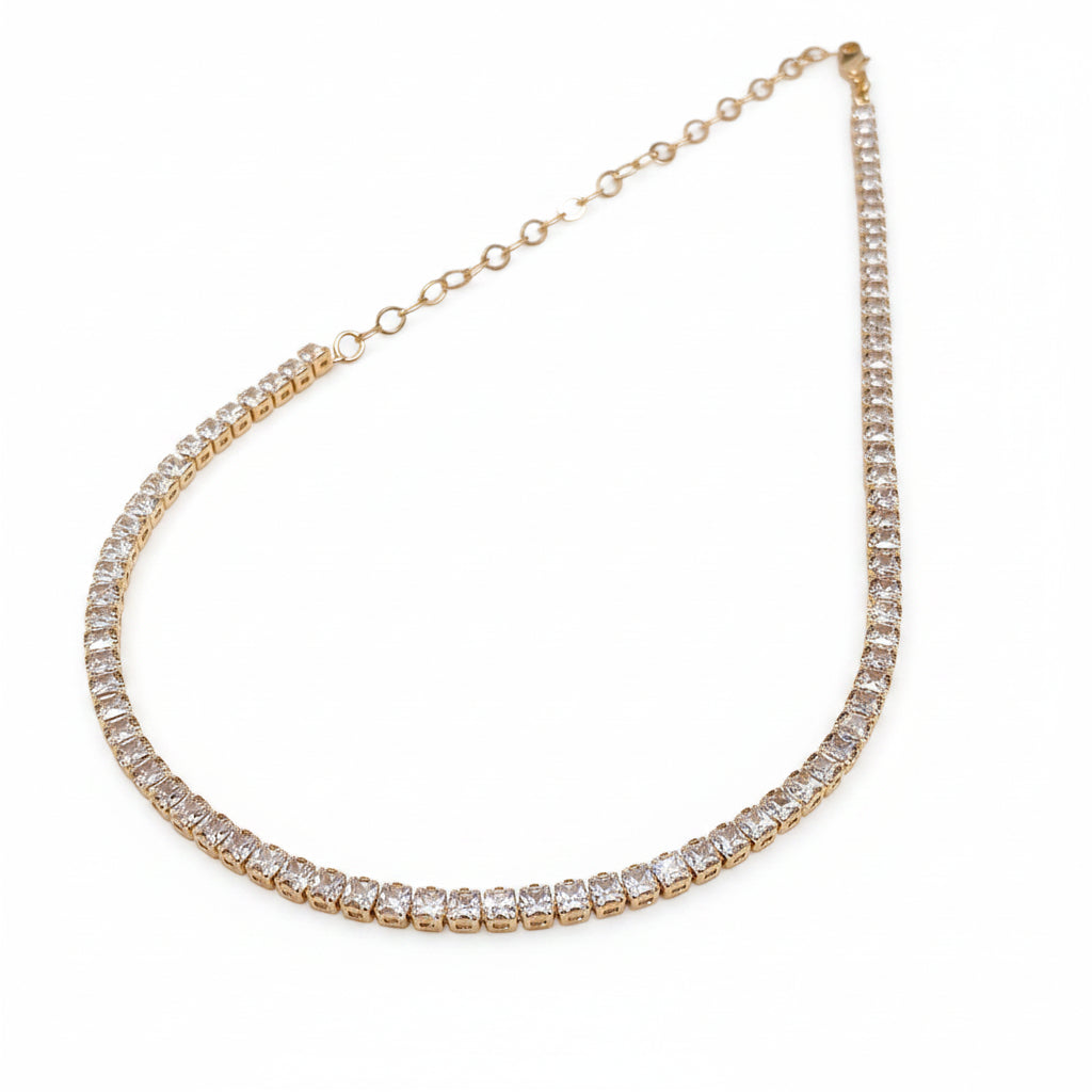 GOLD FILLED - TENNIS NECKLACE - CUTESIE CZ ROUND 3MM