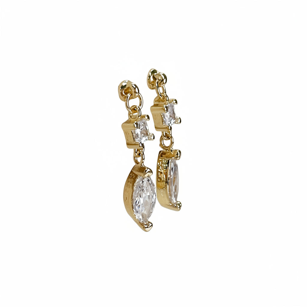 Princess & Marquise Dangle Stud Earrings | 20MM | 18K Gold-Filled