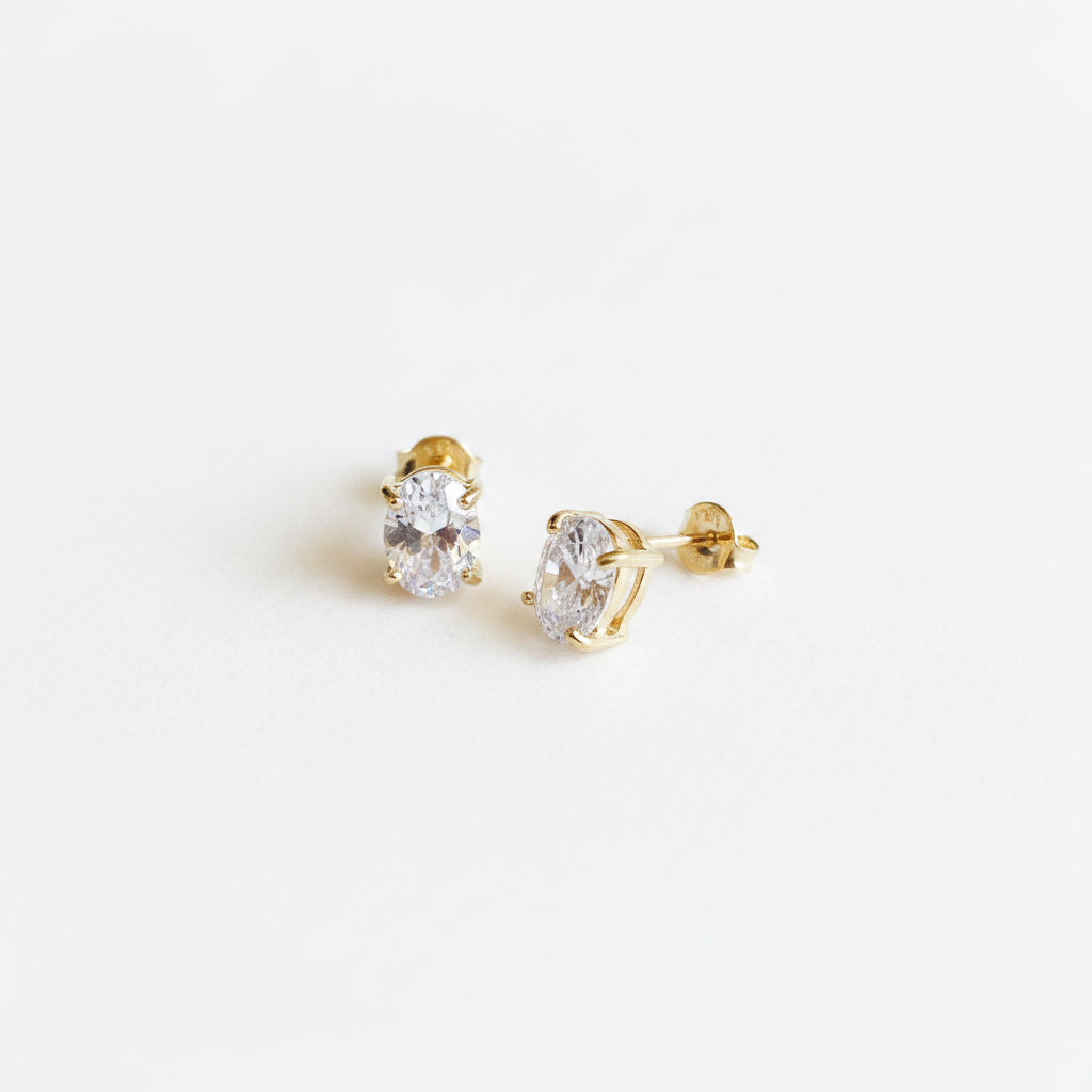 GOLD FILLED - EARRINGS - CUTESIE CZ OVAL STUD 5x7MM