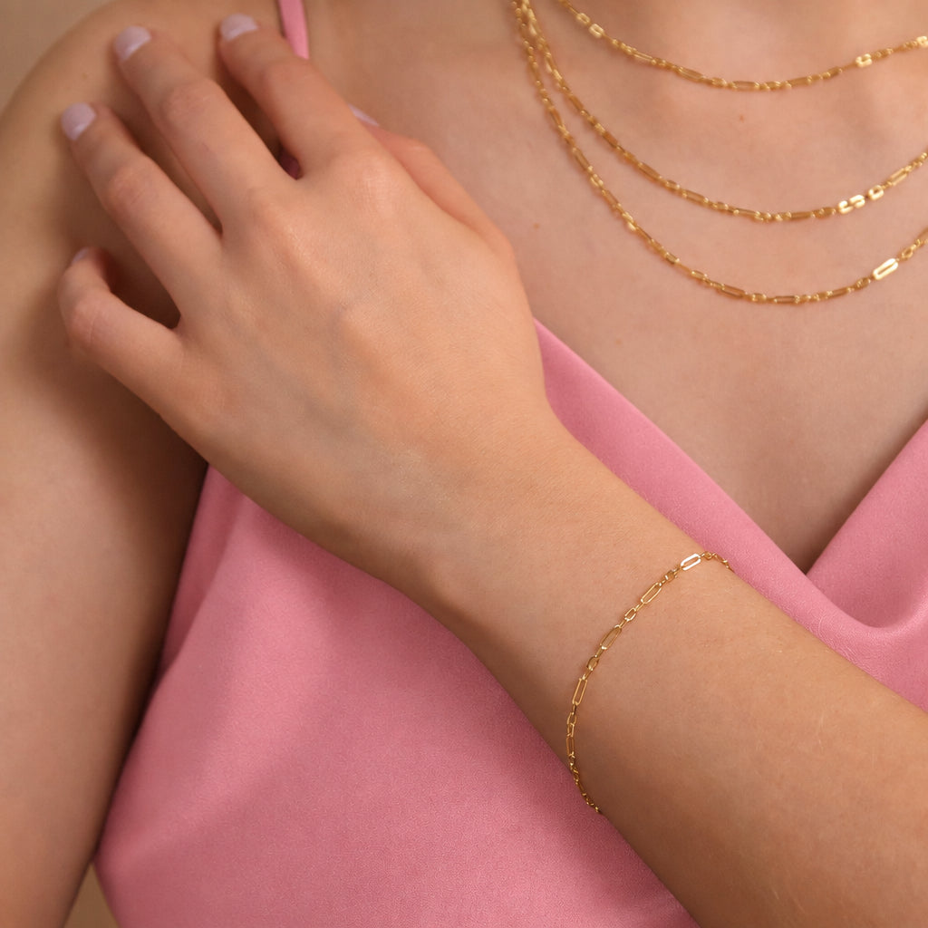 Alternating Paperclip Link Bracelet | 2.1MM | 18K Gold-Filled