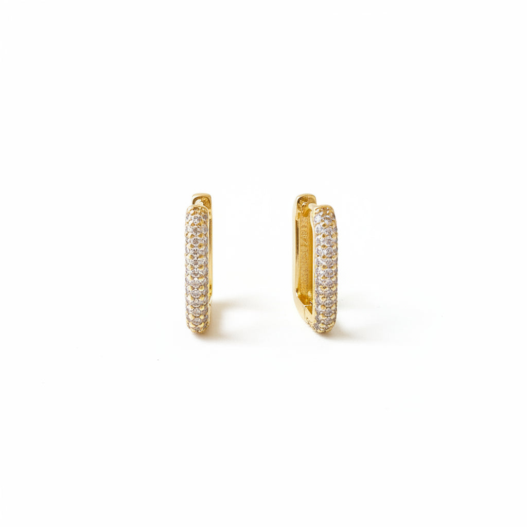 GOLD FILLED - EARRINGS - CUTESIE CZ RECTANGULAR 14MM