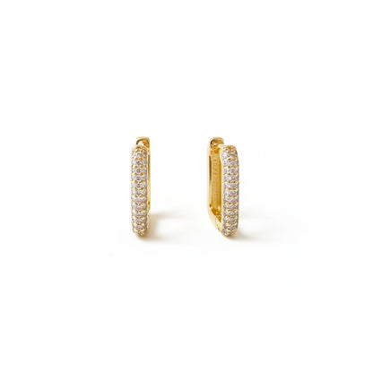 GOLD FILLED - EARRINGS - CUTESIE CZ RECTANGULAR 14MM